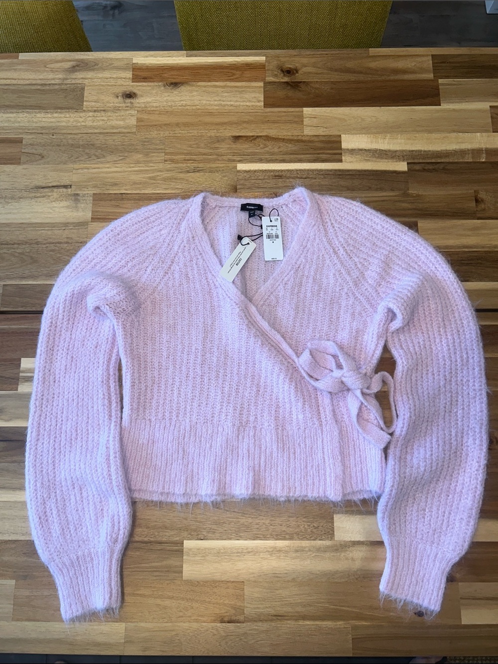 Express Soft Pink Wrap-Style Knit Cardigan